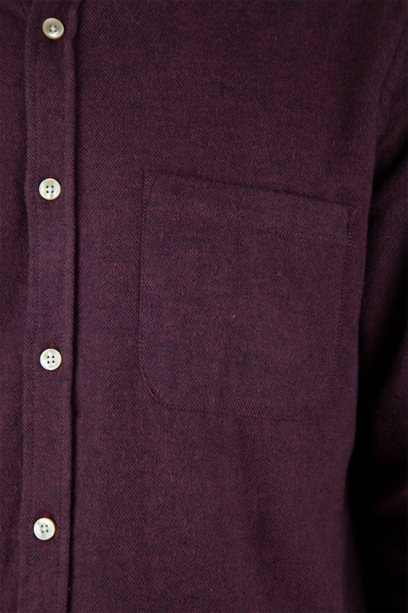 Portuguese Flannel Teca Shirt (Bordeaux Dark Red) - Image 3