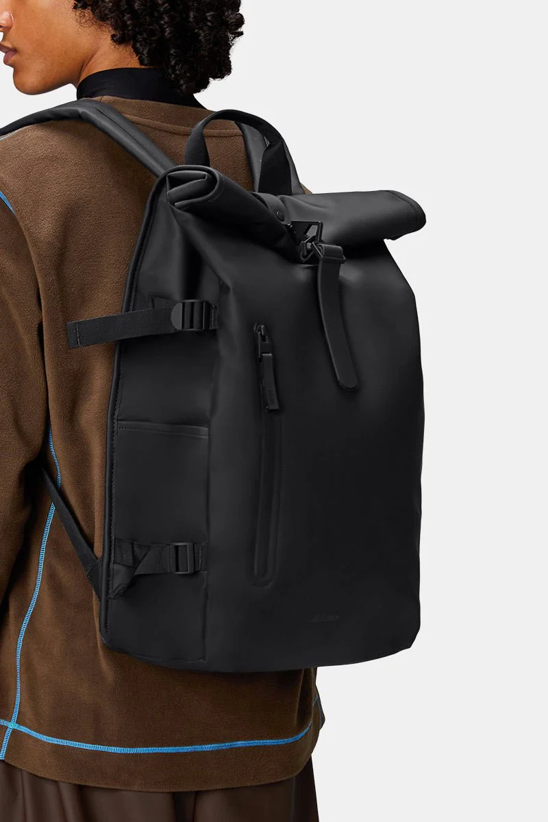 Rains Large Rolltop Rucksack W3 (Black) - Image 4