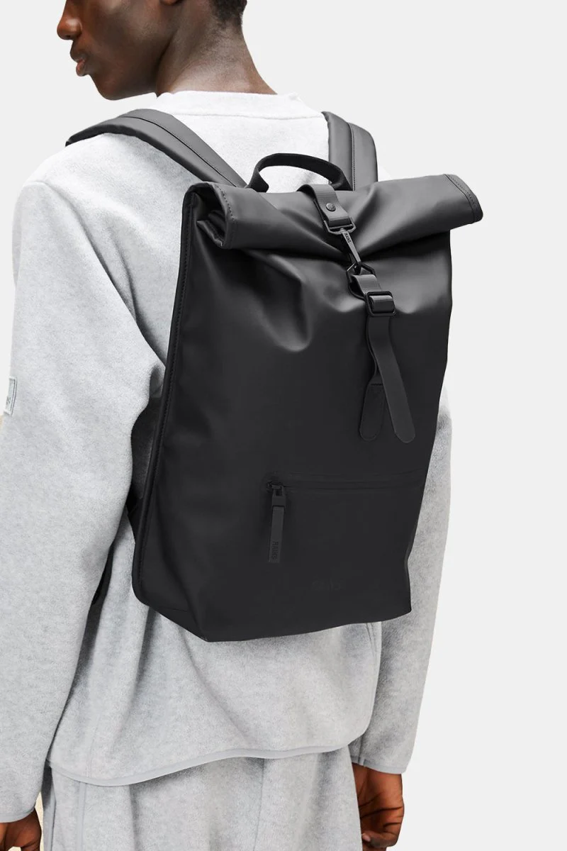 Rains Rolltop Rucksack W3 (Black) - Image 2