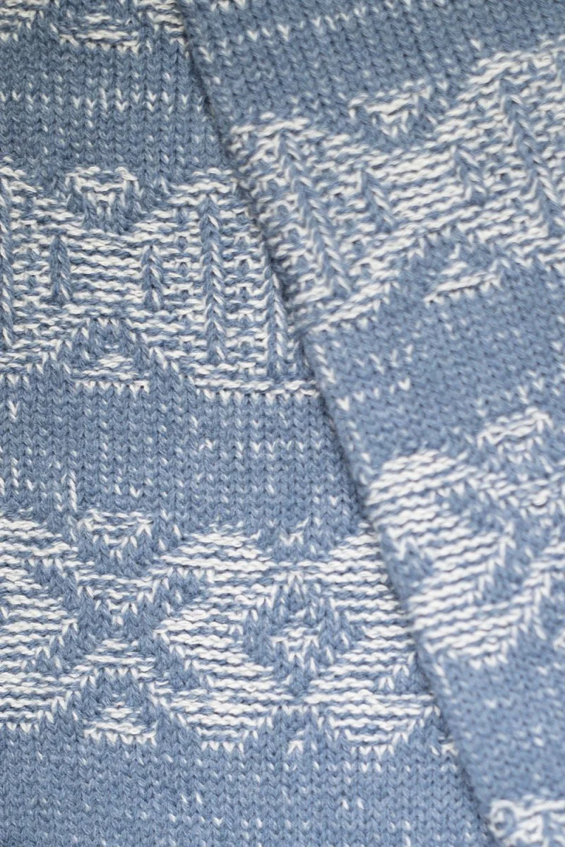 Kinari Recycled Cotton Links Pattern Crew (Blue) - Image 2