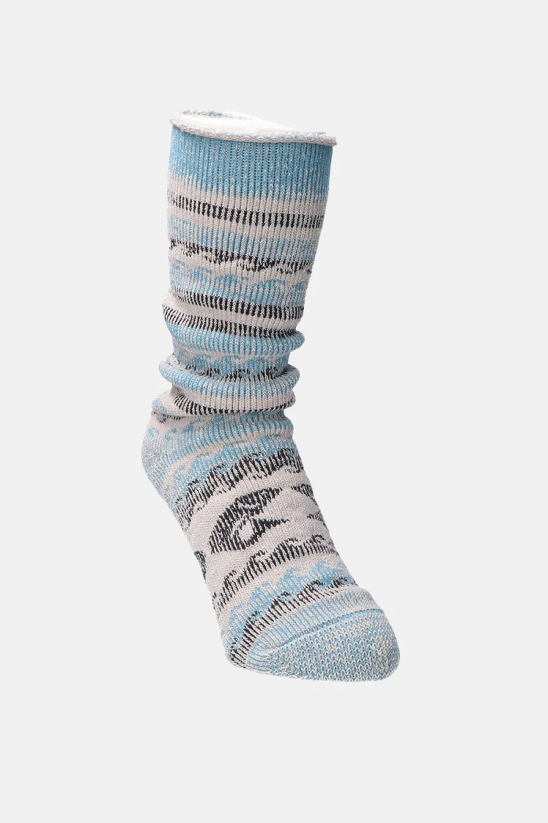 Kinari Recycled Cotton Natural Symbol Pattern Crew (Blue) - Image 3