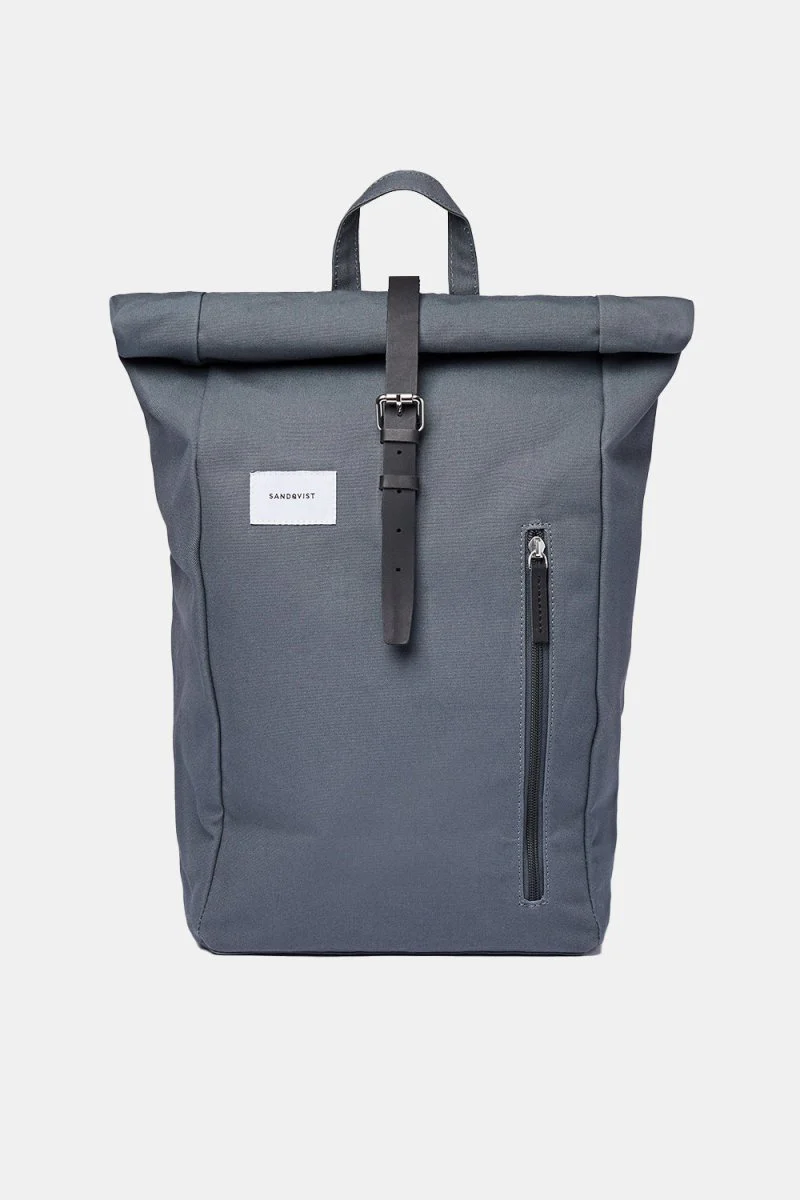 Sandqvist Dante Rolltop Backpack (Dark Slate & Black Leather) - Image 2