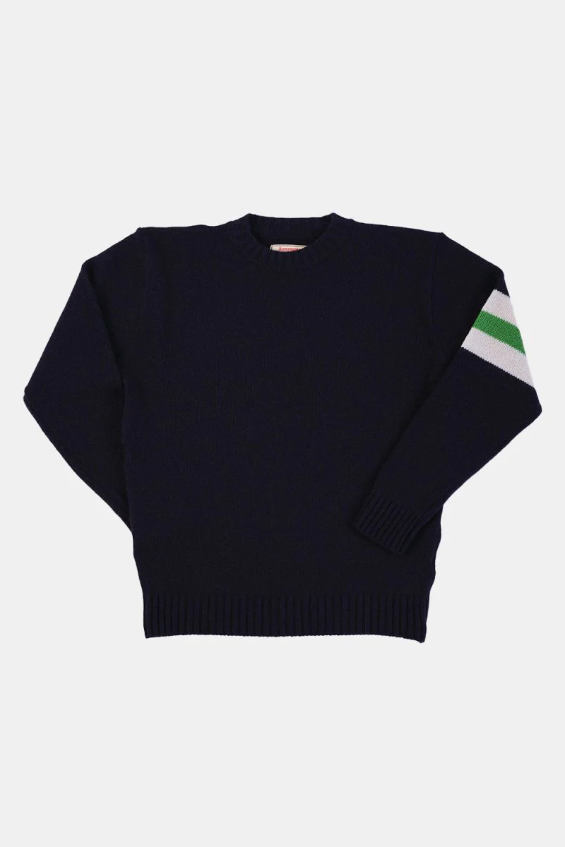 Anonymous Ism Striped Arm Crew Knit (Navy)