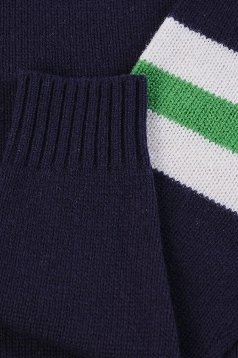 Anonymous Ism Striped Arm Crew Knit (Navy) - Image 2