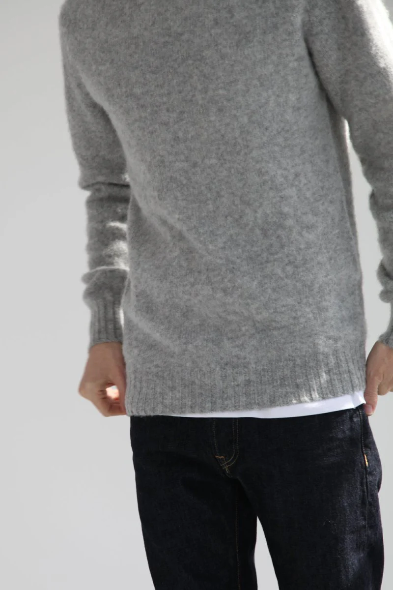 Half Dozen Super-Soft Double Brushed Crew Neck Knitted Jumper (Silver) - Image 4