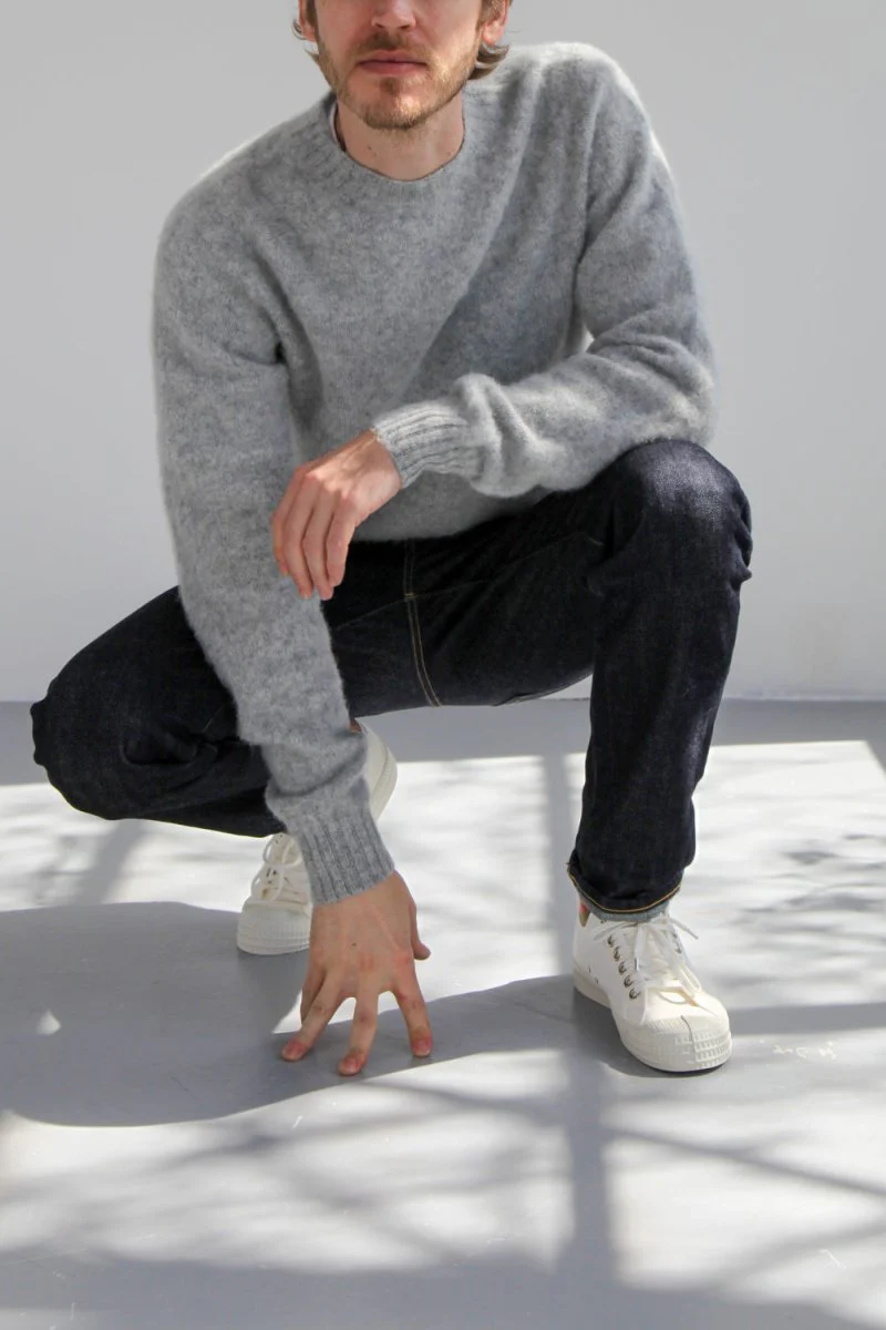 Half Dozen Super-Soft Double Brushed Crew Neck Knitted Jumper (Silver) - Image 7