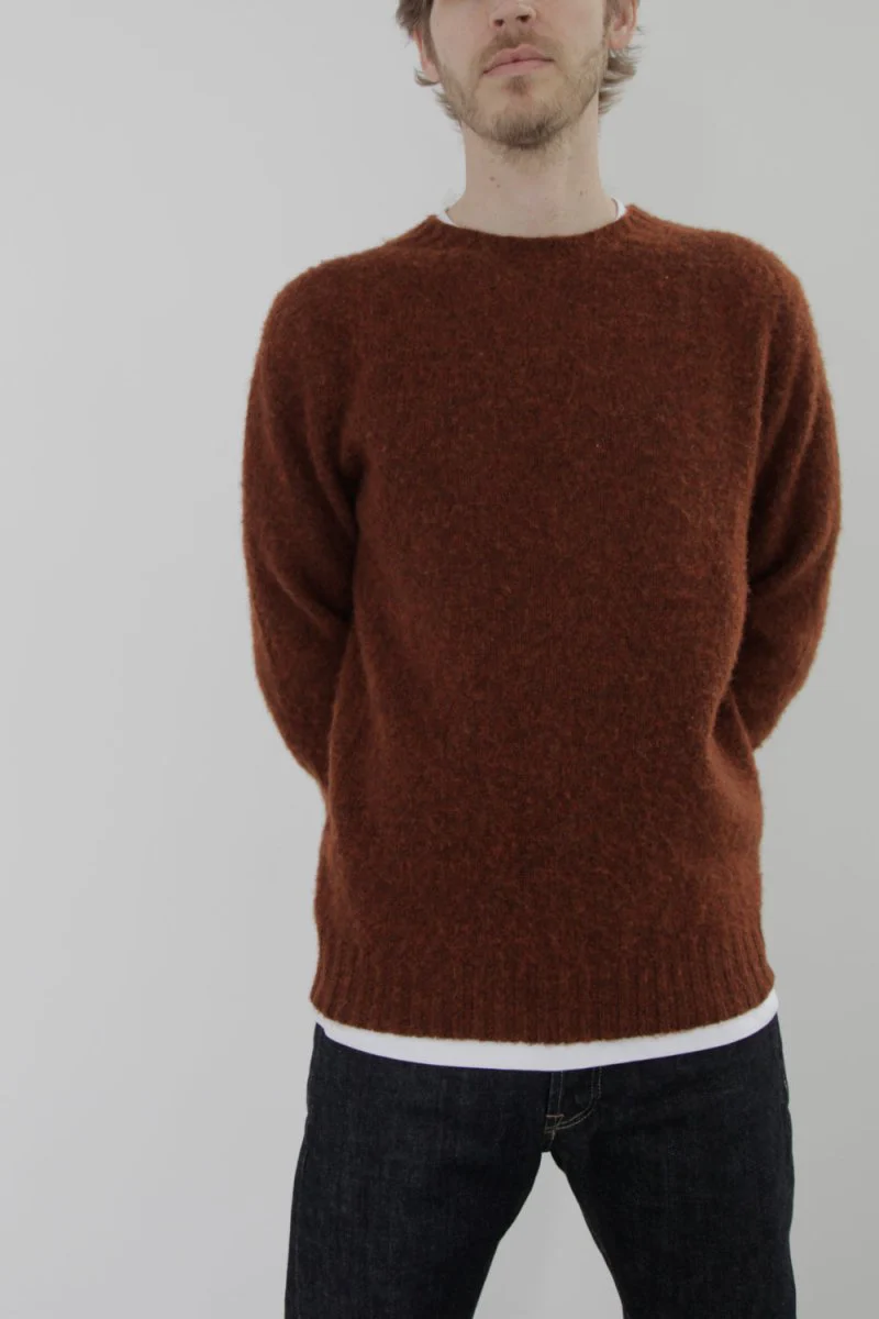 Half Dozen Super-Soft Double Brushed Crew Neck Knitted Jumper (Rust)