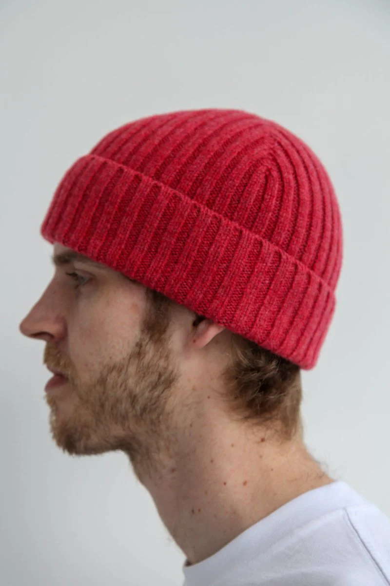 Super-Soft Lambswool Fisherman Beanie - Rouge Red - Image 2