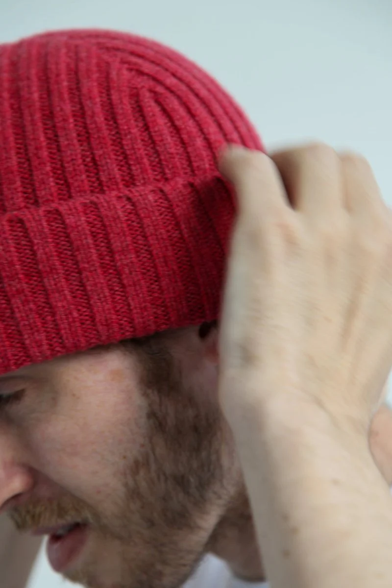 Super-Soft Lambswool Fisherman Beanie - Rouge Red - Image 3