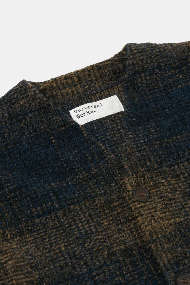 Universal Works Cardigan (Navy/Sand Agu Check Fleece) - Image 2