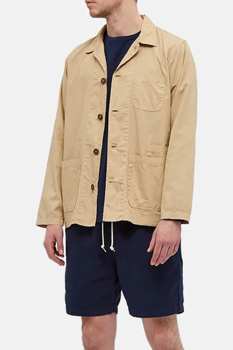 Universal Works Bakers Summer Poplin Overshirt (Sand) - Image 3