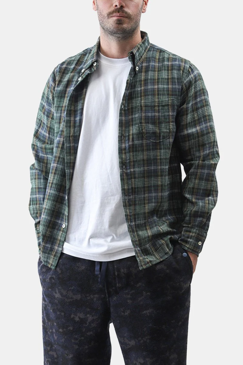 Universal Works Daybrook Shirt (Green Ikat Twill Check) - Image 3