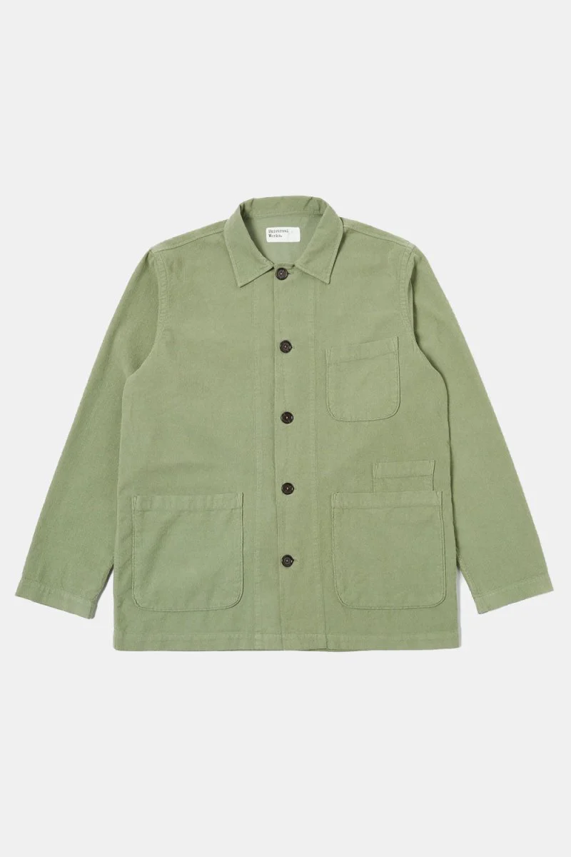 Universal Works Fine Cord Bakers Overshirt (Light Olive) - Image 2