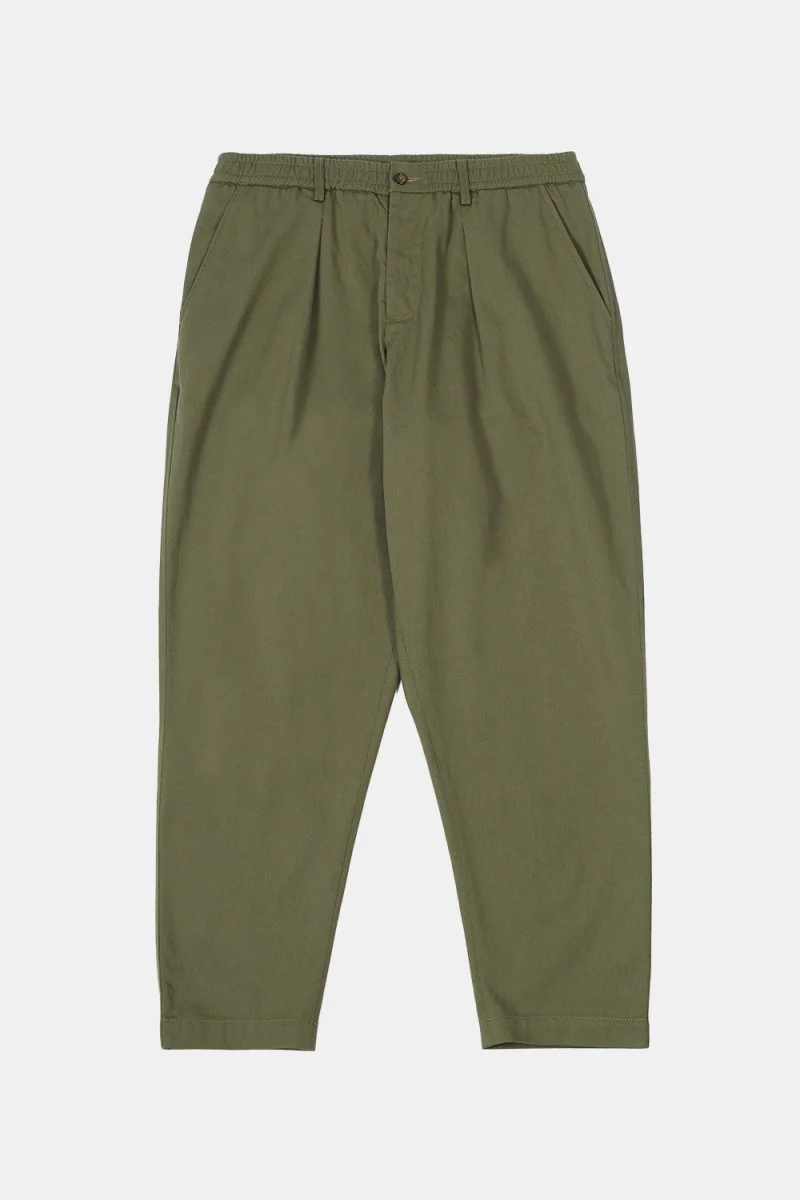 Universal Works Pleated Track Pant (Light Olive Twill) - Image 2