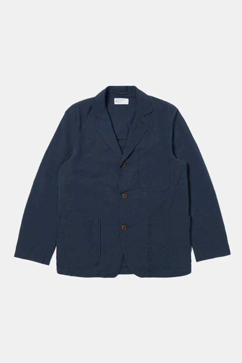 Universal Works Three Button Jacket (Seersucker Navy) - Image 2
