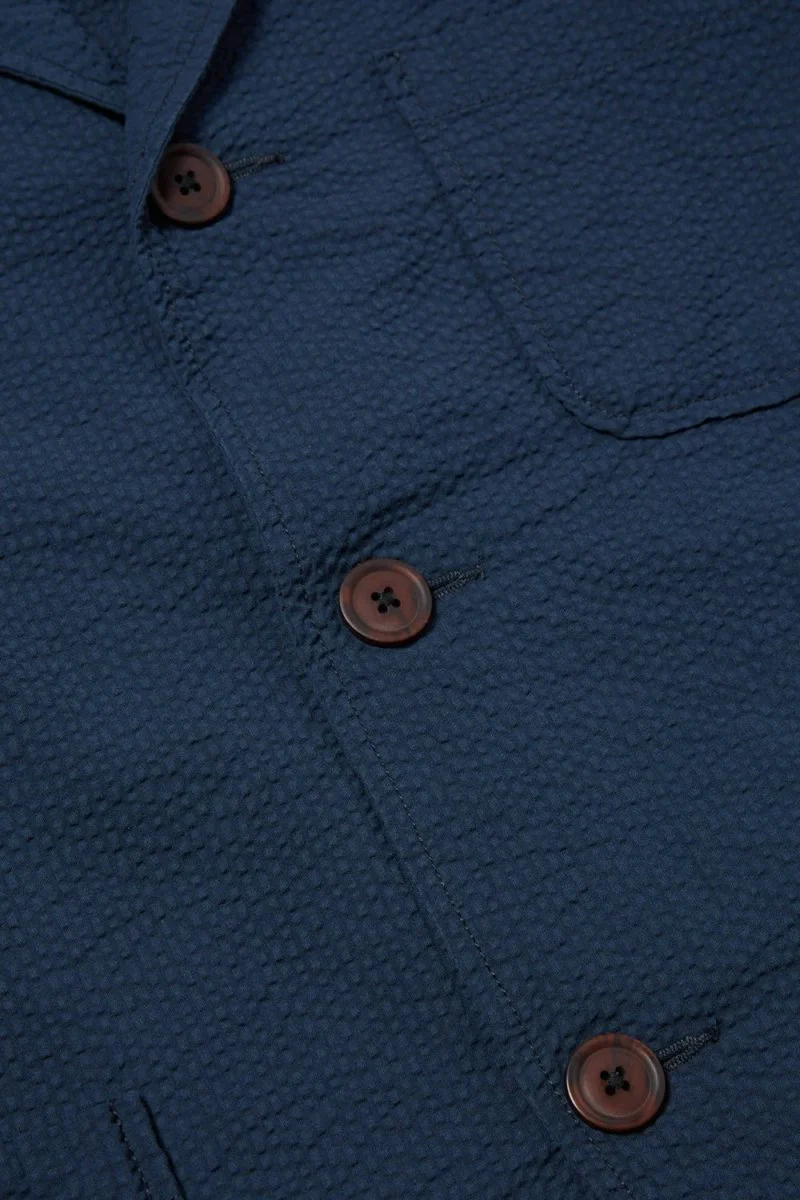 Universal Works Three Button Jacket (Seersucker Navy) - Image 5
