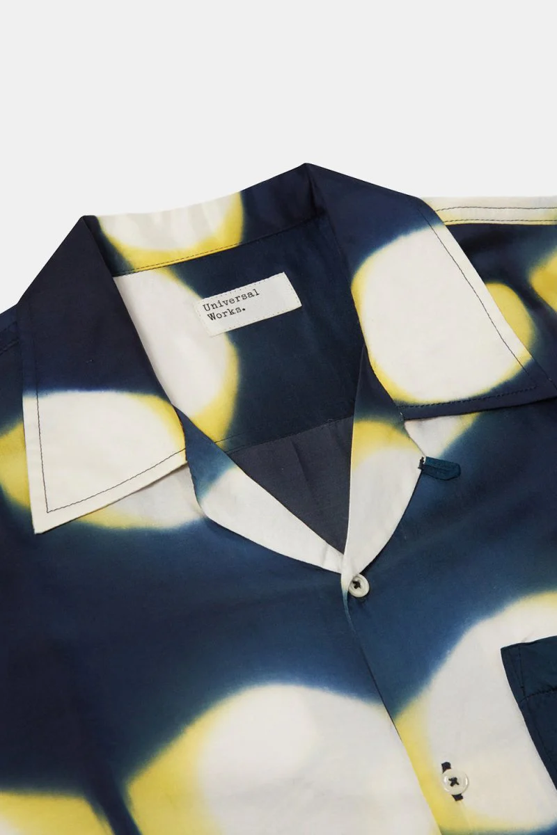 Universal Works Tie Dye Camp Shirt (Navy/Yellow) - Image 3