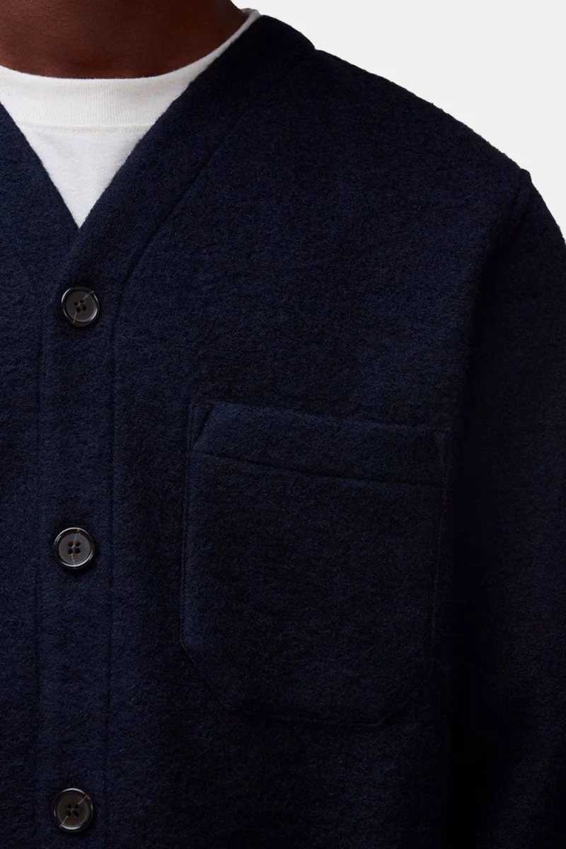 Universal Works Cardigan (Navy Wool Fleece) - Image 2