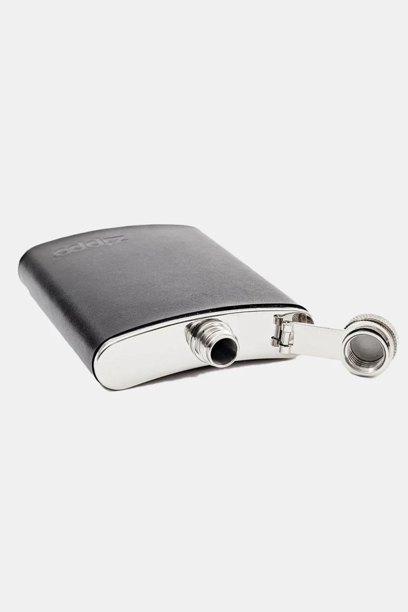 Zippo Hip Flask (Black Leather) - Image 3